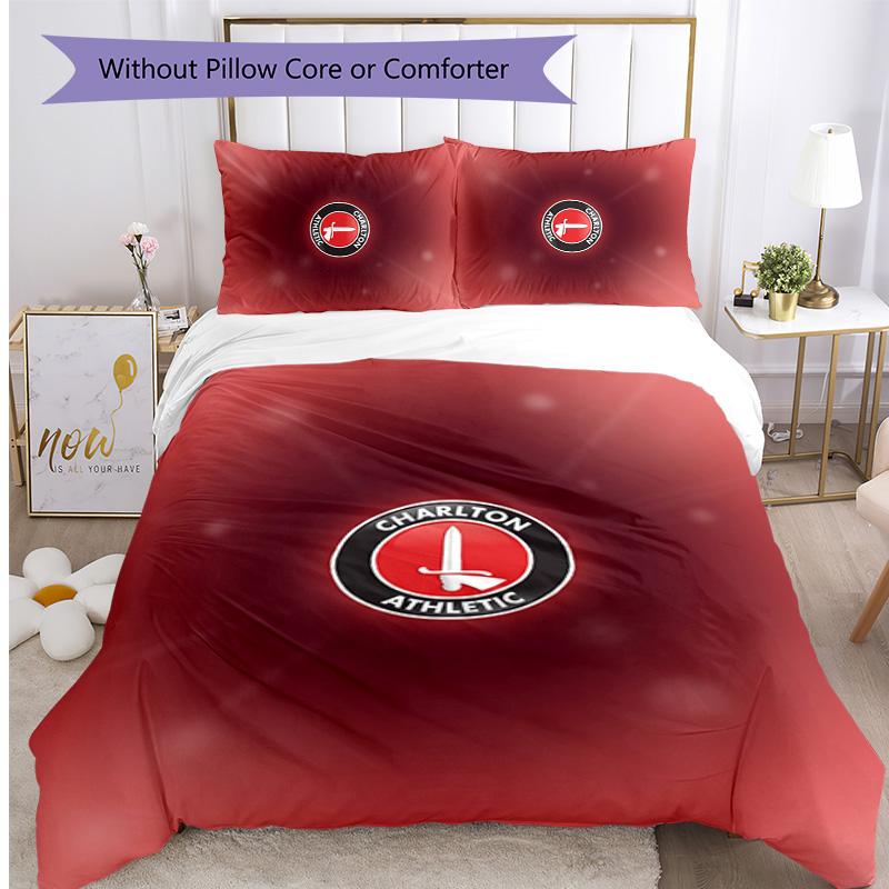 Charlton Athletic FC Printed 3PCS Bedding Set Breathable Duvet Cover with Pillowcases Decorative Bed Linen for Bedroom Home