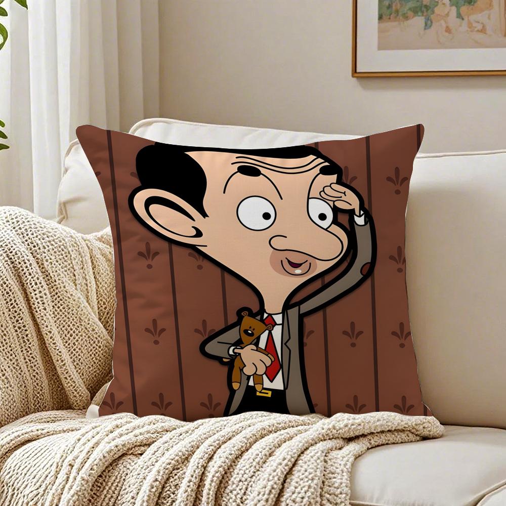 Funny Cartoon Characters Mr BeanForGrowth Cushion Cover Pillowcase Antidustmite living Room Sofa Decor Cushion Room