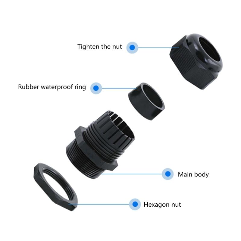 50Pcs Waterproof Cable Glands PG7/PG9/11/13.5/16/19 Cable Glands Joint Cable Grommets for Control Box,Junctions Box