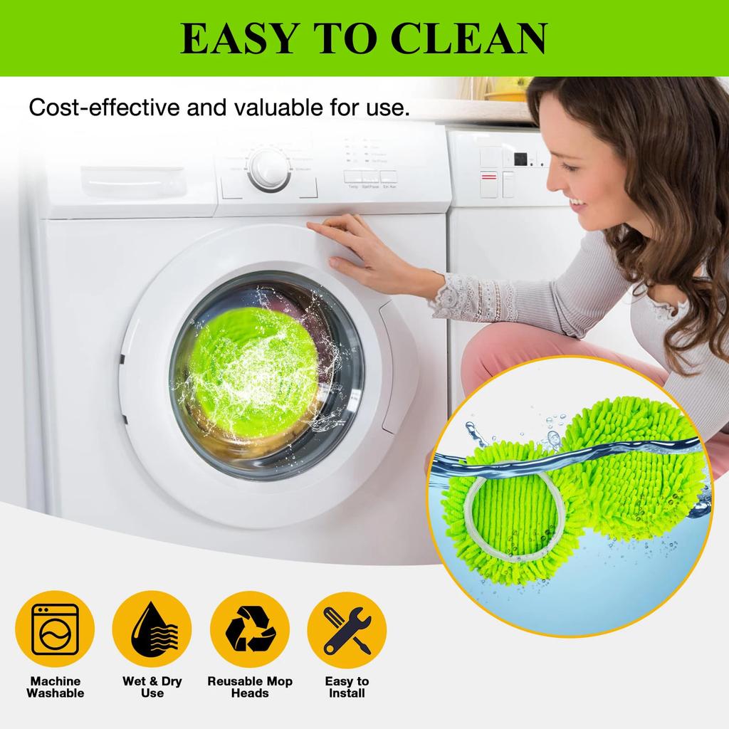 Сменная насадка-швабра из микрофибры и шенилла для швабры O-Cedar/Vileda Easywring с системой с двумя резервуарами, Микрофибровые шениллевые салфетки для швабры