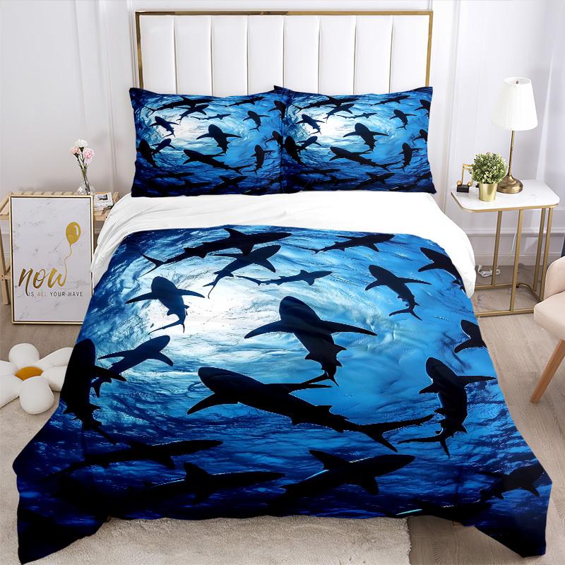 3pcs bedding set Shark Includes 1 Comforter + 2 Pillowcases, Without Pillow Inserts, Soft Comfortable,a0909142
