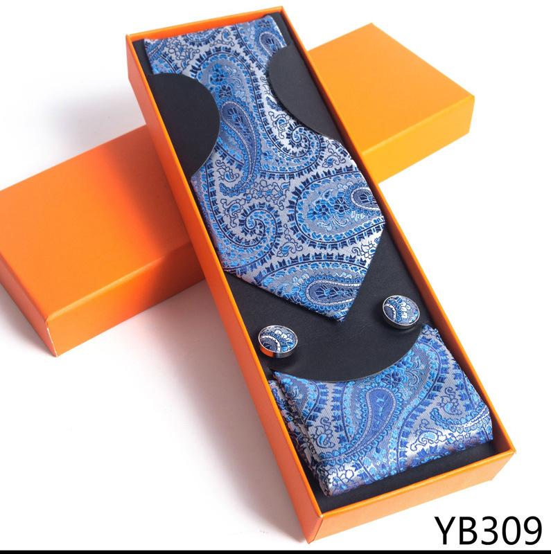 Мужской галстук с квадратной манжетой, подарочный набор в деловой повседневной оранжевой подарочной коробке