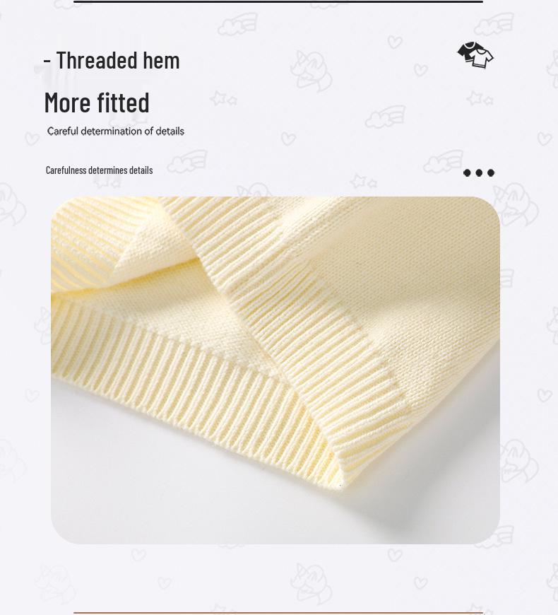 Детский осенне-зимний вязаный кардиган-жилет с щенком - Унисекс, без рукавов, однотонный, хлопковый свитер-шаль