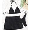 2025 European and American High-Waisted Triangle Slit Bikini Set - Sexy Three-Piece Women's Swimwear