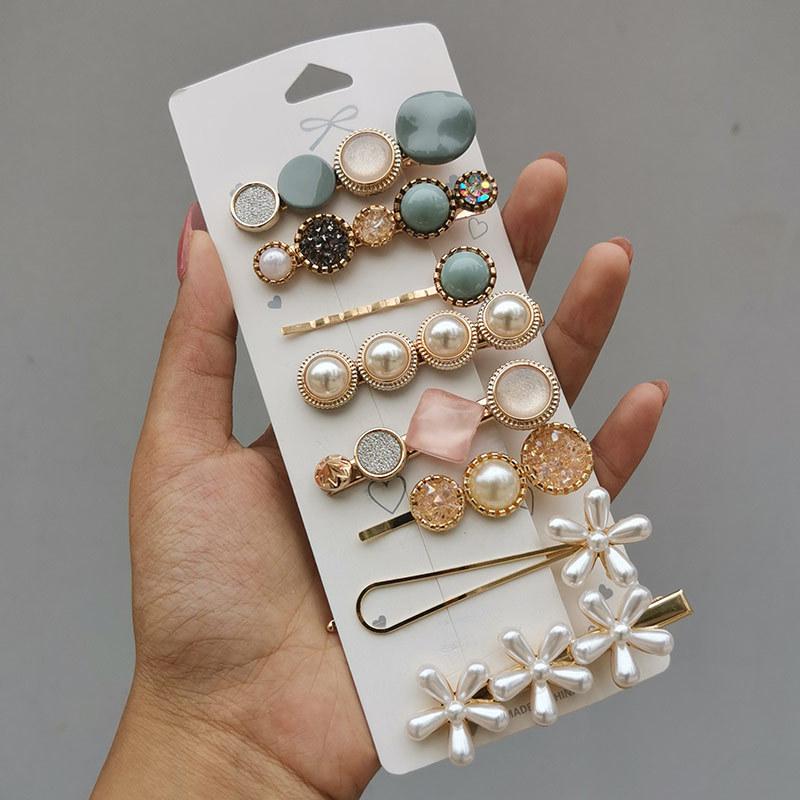 Новая мода 5/6/8 шт. набор жемчужная заколка для волос для женщин корейская заколка для волос с геометрическим рисунком и кристаллами заколки для волос для девочек аксессуары для волос для девочек