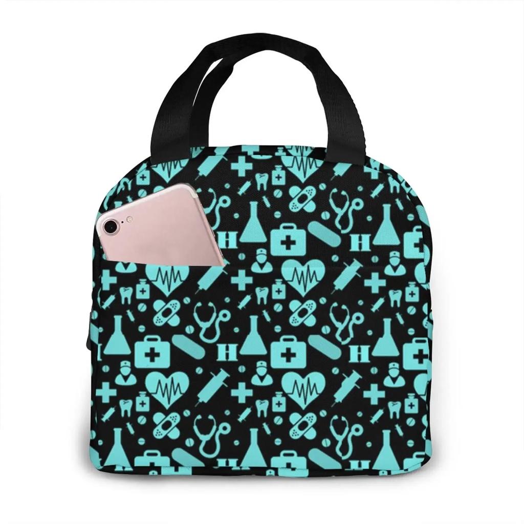 Дорожная сумка медсестры, изолированные сумки для обеда, женская сумка с рисунком медсестры, охлаждающий чехол для еды, теплая коробка для бенто для детей, коробка для обеда в школу