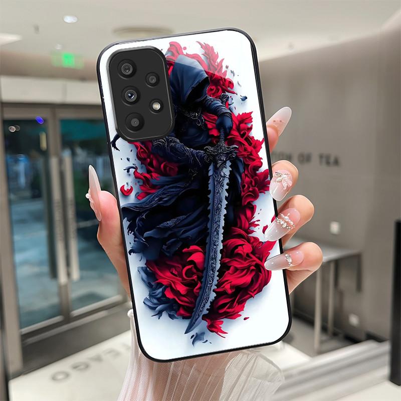 Cute Cartoon Cats Flower Case For Samsung Galaxy A52 A52S A72 4G 5G Tempered Glass Phone Case Protective Back Cover Hard Shell