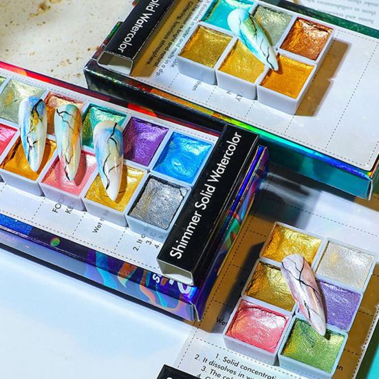 Yousheng Watercolor Nail Solid Paint Перламутровая легкая пигментная краска для ногтей с блестками для женщин