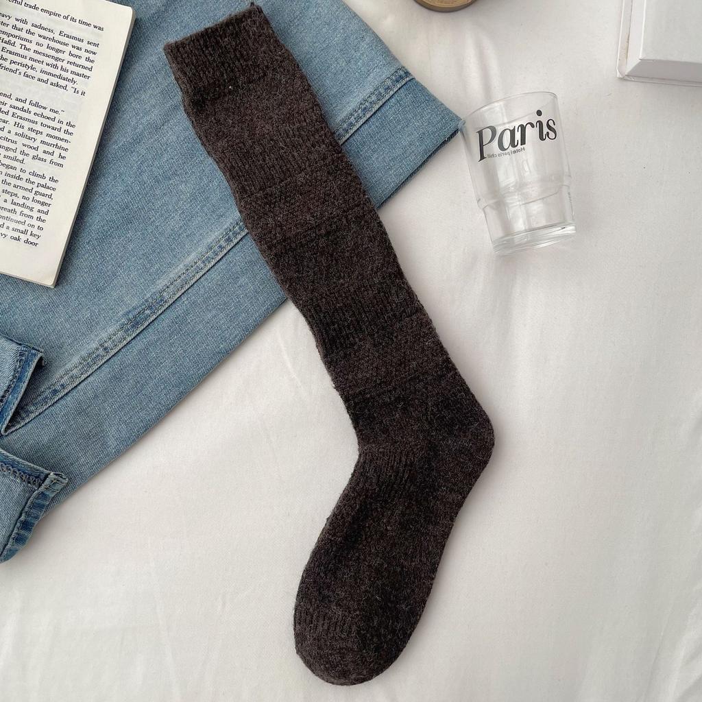 Гольфы Толстые Шерстяные Чулки Корейские Простые Ромбовидные Темные Узоры Гольфы до Колена Тонкие Гольфы для Стройных Ног