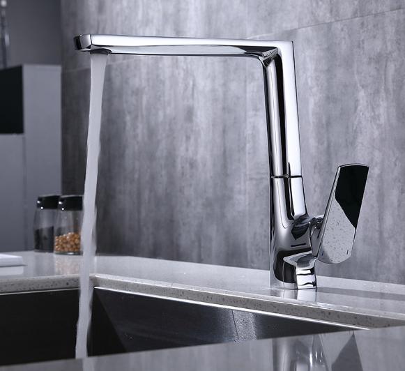 High Quality New Style Hot and Cold Water Mixer Tap 7 square Shape Kitchen Faucets Chromed Finishing Tap Faucet