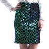 VANGULL Fashion Green Casual High Waist Skirt Slim Sequin Midi Fish Scale Women Sexy Pencil Skirts