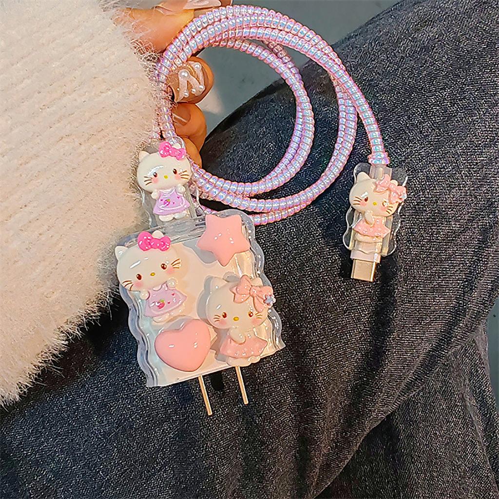 Мультяшная милая накладка на зарядное устройство для телефона Sanrio Для iPhone Для iPad Хелло Китти Почакко Чехол для адаптера питания с быстрой зарядкой