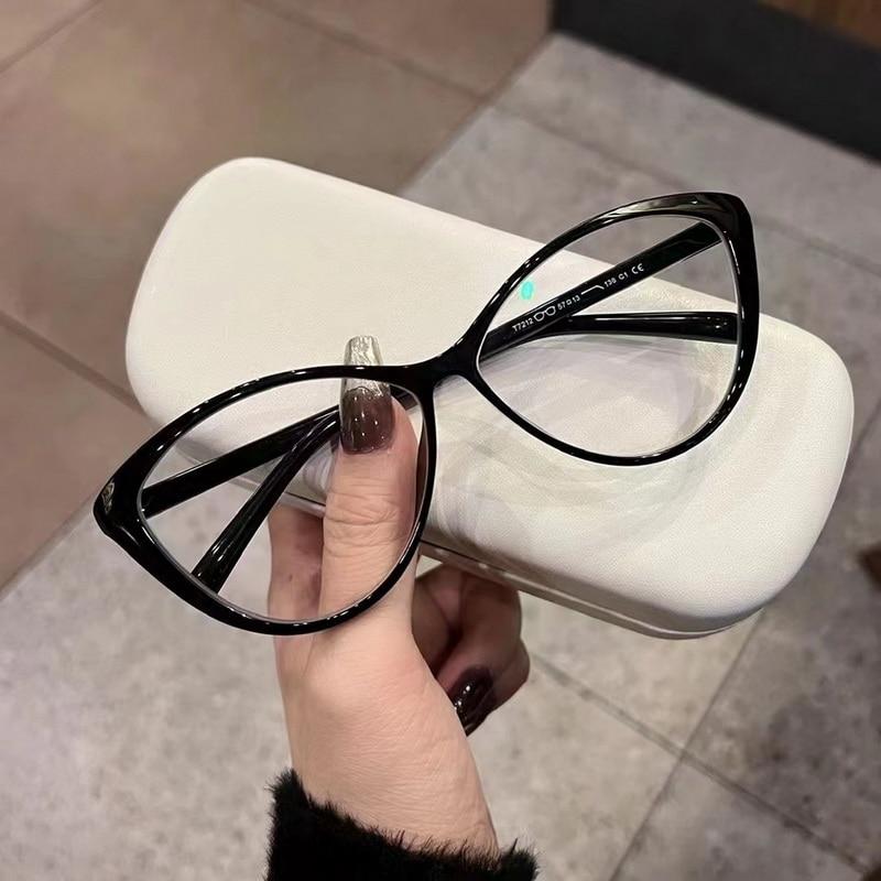 New Vintage Large Frame Women Designer Cat Eye Anti-Blue Light Myopia Glasses Women Outdoor Travel Eyewear Oculos De Sol