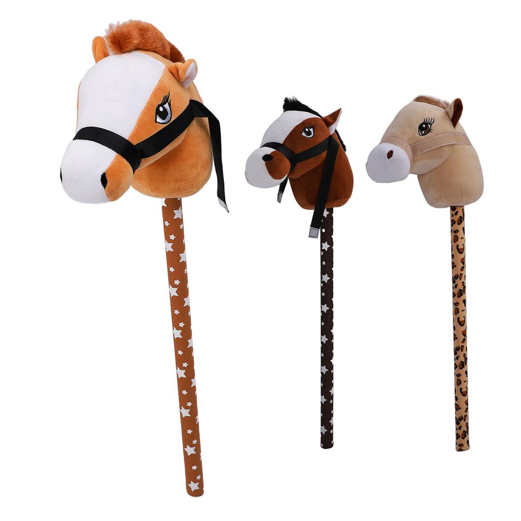 Stick Horse Plush with Neighing Galloping Sounds Pony Horseback Riding Game Stuffed Stick Horse Anim