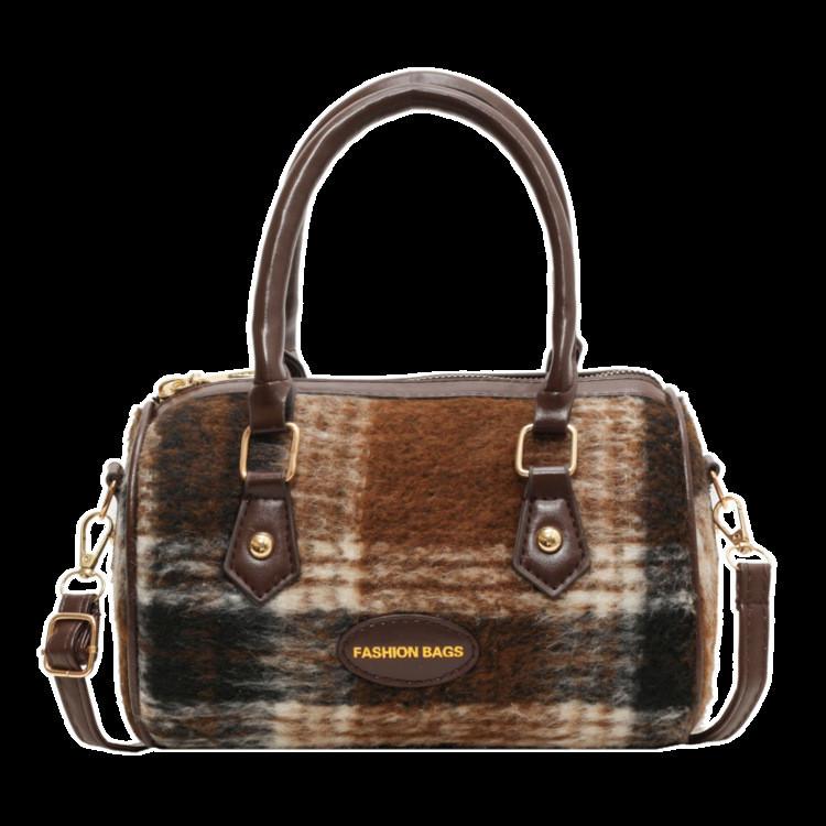 Stylish Large Capacity Plaid Shoulder Tote Bag For Women With Vintage Charm In Green