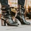 Designer Vintage Winter Women Shoes Mid Calf Platform Boots High Heels Ladies Booties PU Leather Boots for Women Goth Boots
