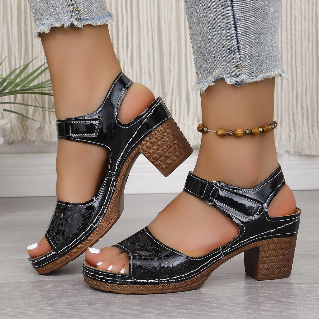 Fashion Women Chunky Heel Sandals Solid Color Fashion High Heels Sandals for Women Buckle Strap Plus Size Women Shoes Sandalias De Mujer