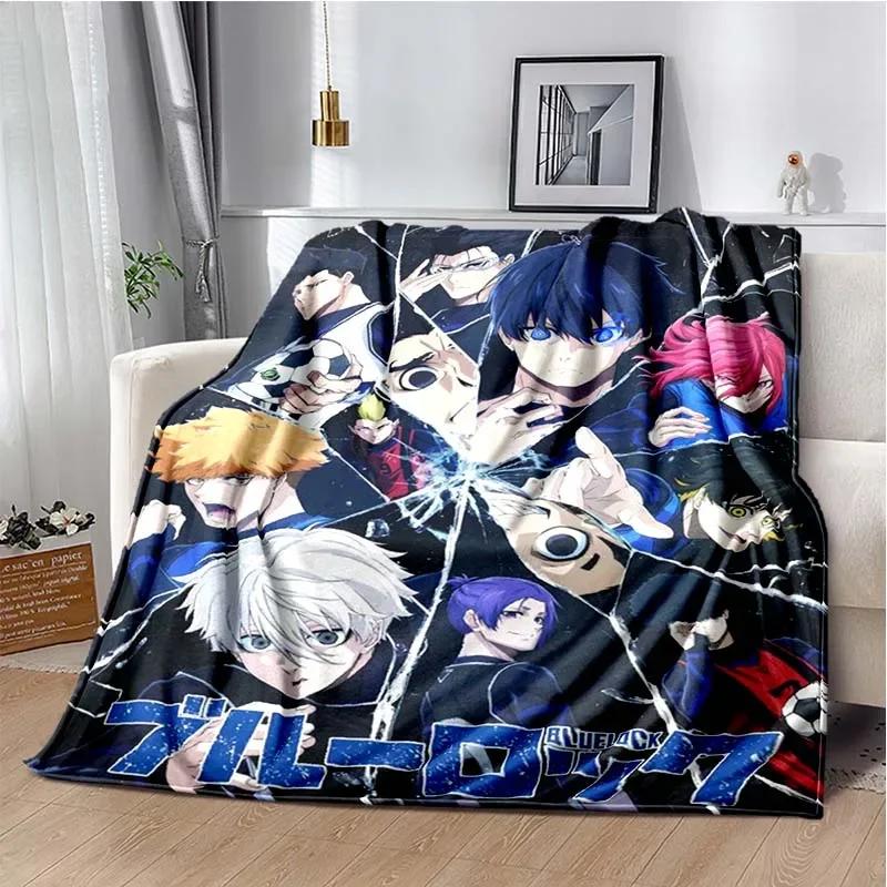 Japanese Cartoon Anime Blue Lock Flannel Throw Blanket Adult Kid Winter Warm Blanket for Bedroom Living Room Sofa Travel Picnic