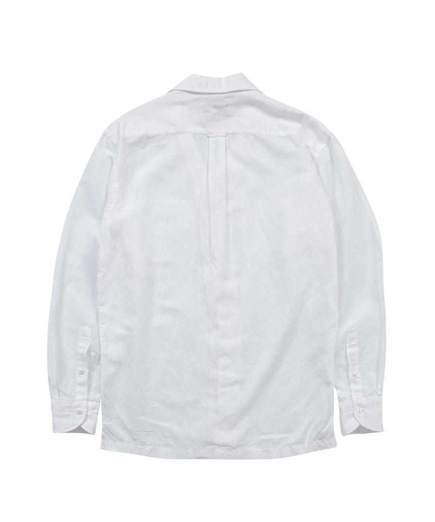PRODESHIRT [Полуоверсайз] Кубинская льняная рубашка с открытым воротником (белый)