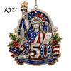 Patriotic Gift for Friends 250th Anniversary Christmas Ornament, Acrylic Hanging Decor Car Rear View Mirror Accessories with Eagle Santa Liberty Bell,