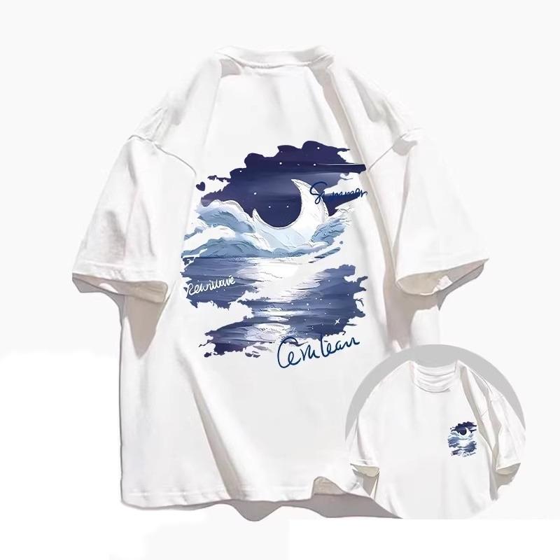 2026 New Trend Oil Painting Graffiti ShortSleeved TShirt Unisexs and Womens HighQuality Casual Pure Summer Cotton Tshirt