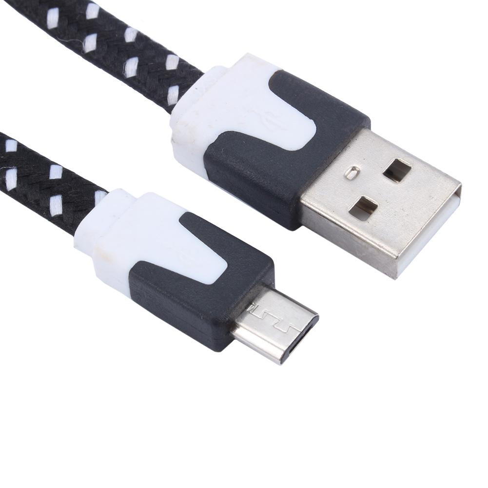 Плоский тканевый кабель Micro USB 2.0 длиной 1 м для зарядки и передачи данных для Samsung Galaxy