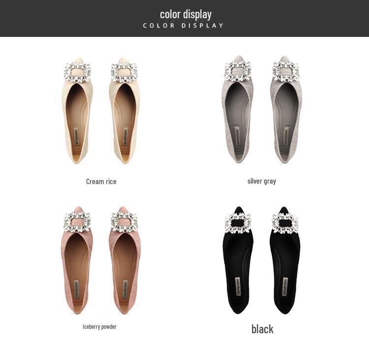 Студия Grape Mom: Весенние французские балетки с острым носком и стразами для женщин