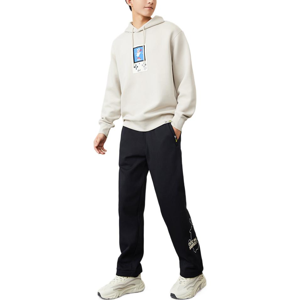 Anta Спортивные штаны мужские черные с принтом логотипа, эластичным поясом на кулиске и манжетами 172248303-6