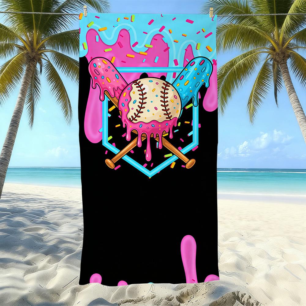 Ice Cream Printed Organic Microfiber Beach Towels Quick-drying Absorbent Novelty Pattern for Adults Children Beach Swimming Use