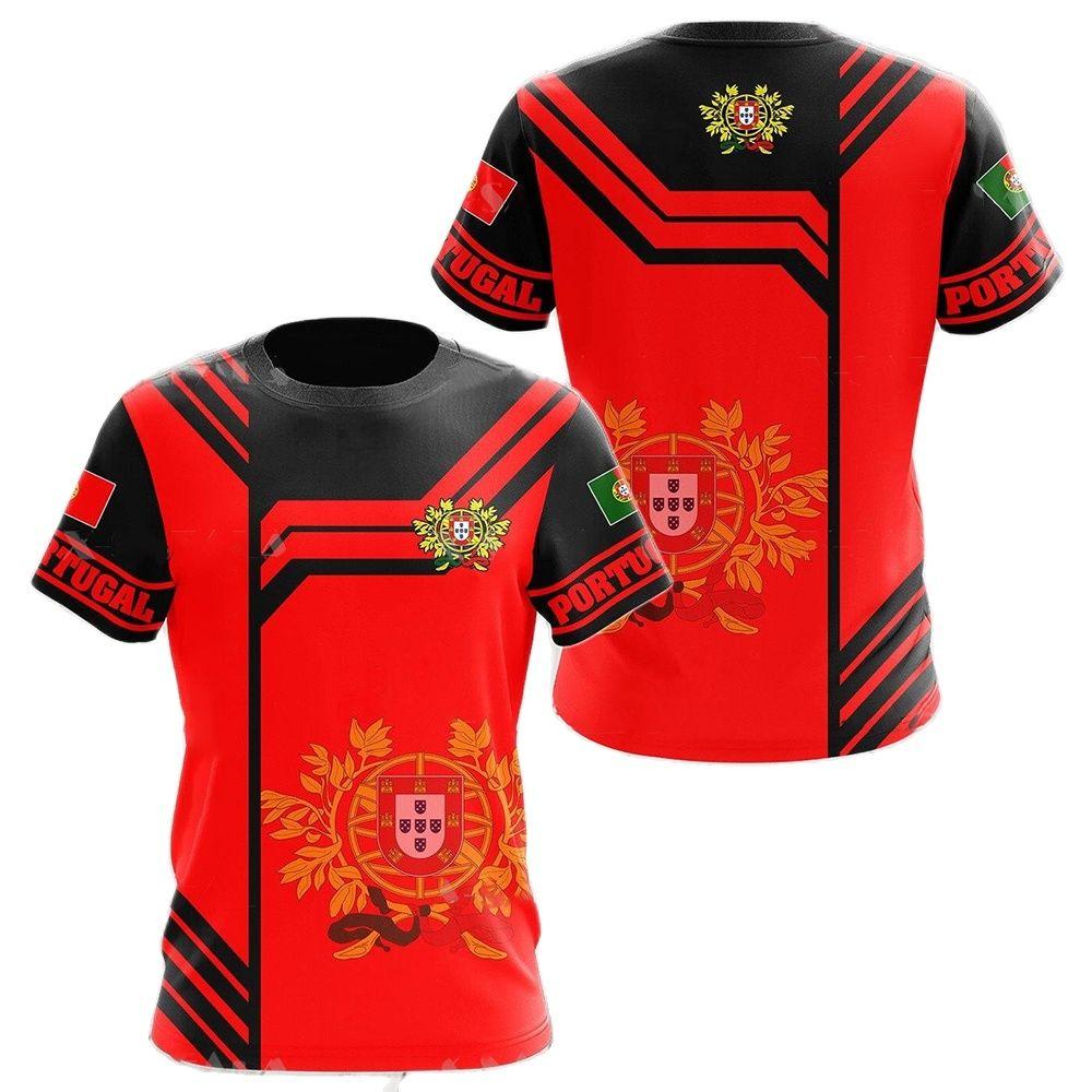 Portugal Men's T-Shirt Flag Color National Emblem Printing Unisex Apparel Summer O Neck Short Sleeve Memorial Shirt Men Clothing