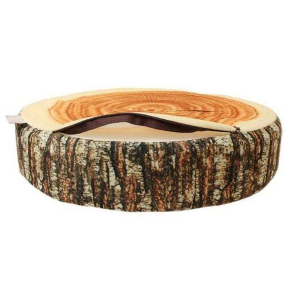 Soft Texture Stump Cushion PP Cotton Filled Plush Log Pillow Round Floor Cushion Bedroom Use