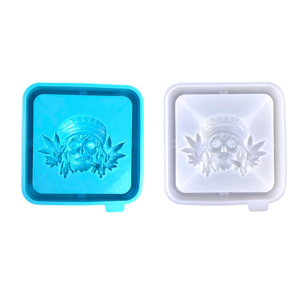 Форма для пепельницы в виде черепа и листа, легко моющаяся силиконовая форма для литья, форма для ручной работы, офисный аксессуар для DIY-энтузиастов