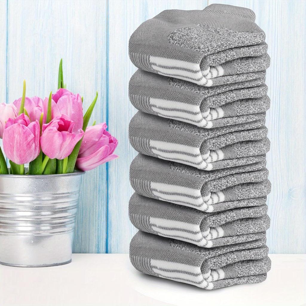 Высокое качество6 пар женских компрессионных носков для бега, толстые амортизирующие носки до щиколотки с низким вырезом, спортивные носки с полосатым дизайном, дышащий полиэстер, машинная