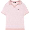 2023 Summer New Casual Fashion Knitted Polo Short Sleeve Sweater Women Tops Pink F11W331403F-PK