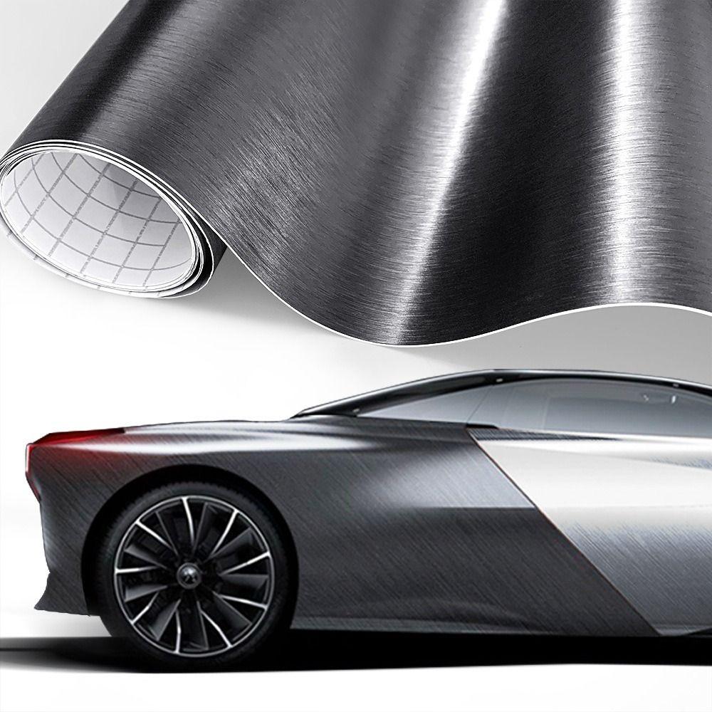 ПВХ Наклейки на Авто Матовые Текстура Brushed Aluminum Водонепроницаемые Металлик Премиум Стайлинг Авто Серебристые Наклейки Крутые Черные Серые