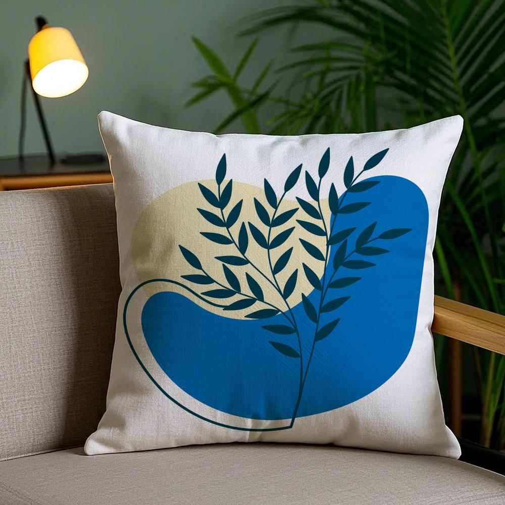 Абстрактная Простая Геометрическая Наволочка с Листьями Шёлковая Элегантная Удобная для Дивана Кровати Невидимая Молния