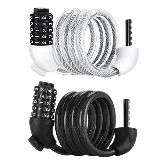 Велосипедный кабельный замок с паролем, 5-значный защитный замок без ключа, водонепроницаемый универсальный противоугонный велосипедный замок с ПВХ-покрытием