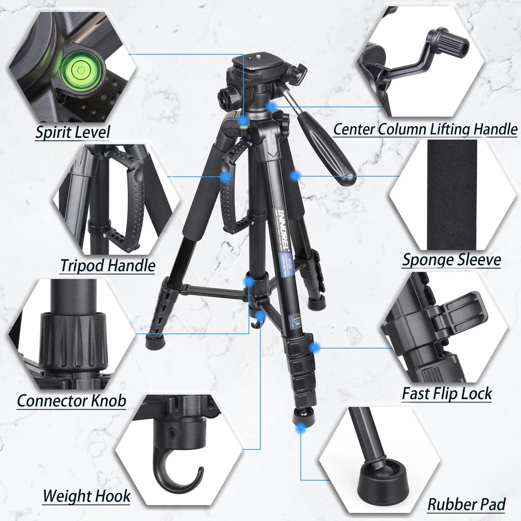 Smartphone Video Camera 8kg Load Camera Mini 51cm Maximum Lever Storage Bag RT20 Tripod, Tripod, Tripod, 3-WAY Head, Capacity, 5-Stage Telescopic,