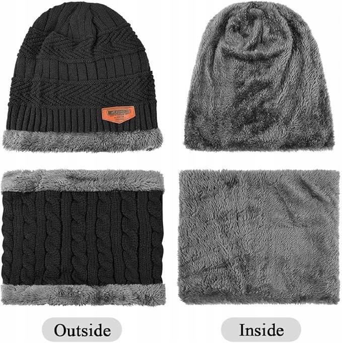 Weknowu Winter set hat + scarf black one size unisex