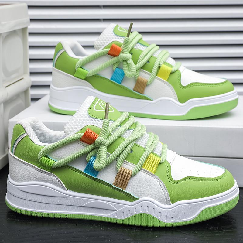 2024 Новые осенние и зимние спортивные кроссовки для отдыха на природе зеленого цвета с креативным дизайном шнуровки, многоцветные универсальные мужские туфли