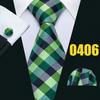 Barry.Wang Mens Fashion Tartan Plaid Ties Hanky Cufflinks Formal Wedding Casual