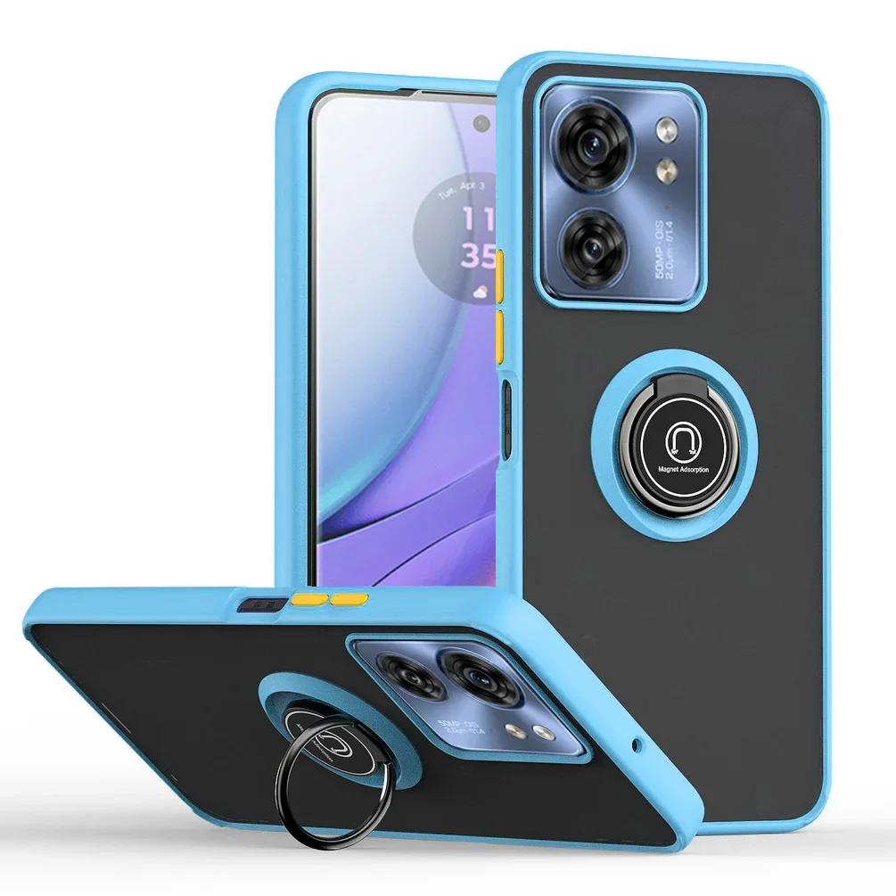 Вращающийся держатель Кольцо Магнитный чехол для Moto Edge 40 Neo 30 Fusion Neo Ultra G72 G84 G54 G14 G52 G60 G 60S G13 G23 Матовый чехол