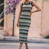 Женское летнее новое облегающее джемпер в стиле пэчворк, модное полосатое трикотажное длинное платье