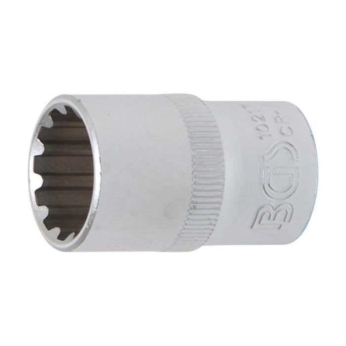 Douille pour clé - BGS TECHNIC - Gear Lock 12,5 mm (1/2") - Ouverture 17 mm - Acier chrome-vanadium - Chromé mat