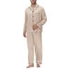 2Pcs/Set Silk Satin Men Pajama Set Button Down Long Sleeve Pajama Top with Notch Collar