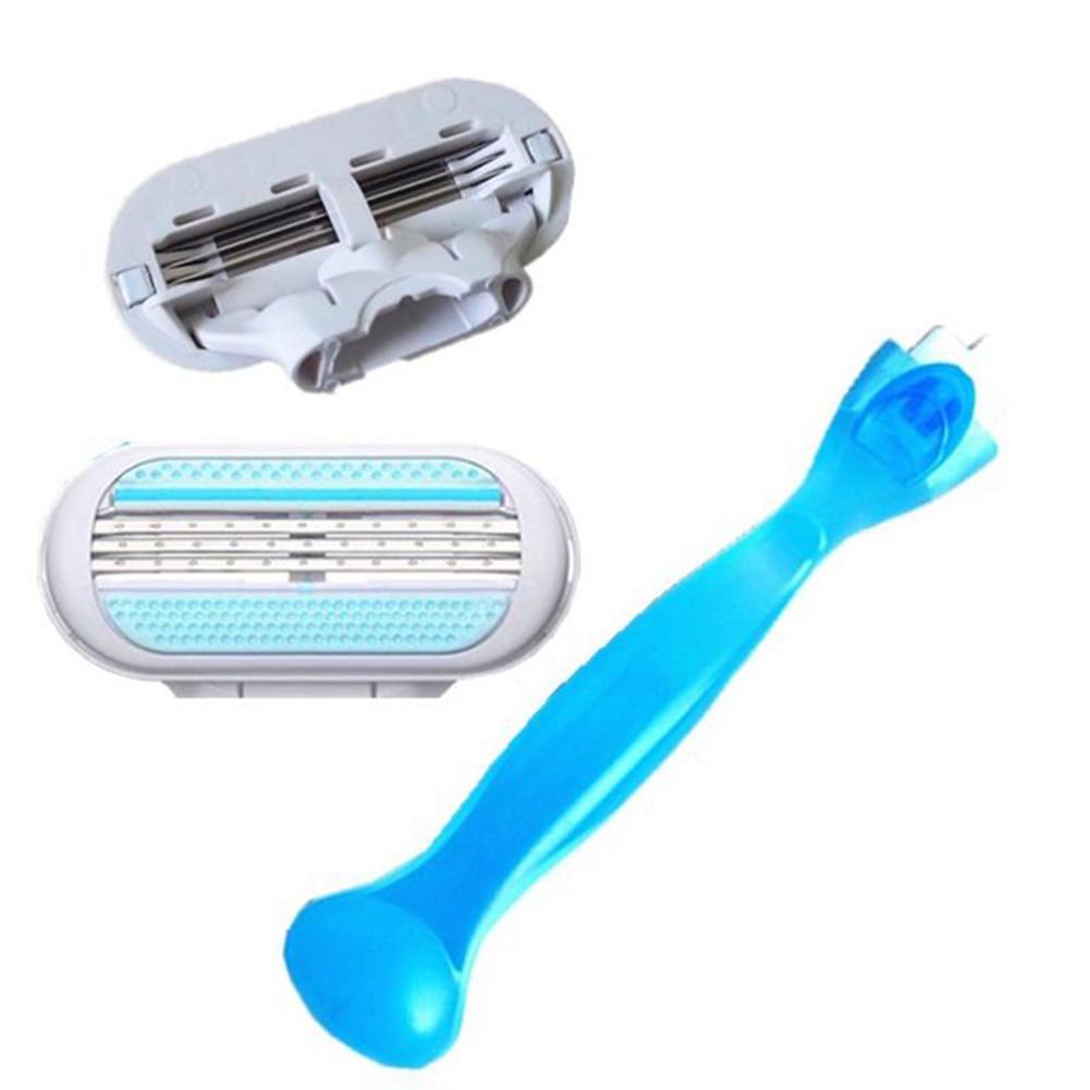 8 шт. женские лезвия для безопасной бритвы, красивое бритье для женщин, 3-слойное лезвие, сменная головка для бритвы с 1 шт. держателем