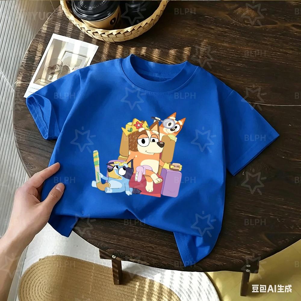Kids Bluey Cartoon Print T Shirt Its Ok To Be Different Autism Awareness Short Sleeve Tee For Boys Girls Casual Soft Tops
