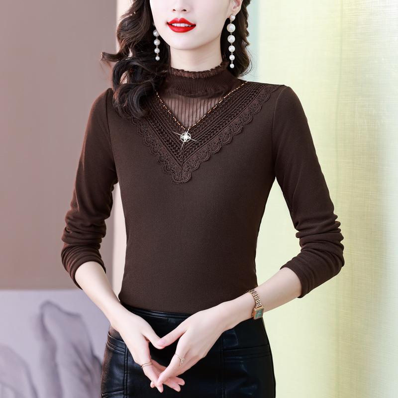 Футболка с полуводолазкой для женщин, новая зимняя плюшевая утолщенная верхняя часть, модный пуловер, футболка с длинными рукавами