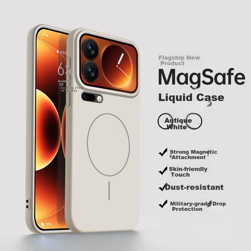 NEYAA Xiaomi 17 Pro Max Case Full-Cover Ultra-Thin Skin-Feel Magnetic Charging Liquid Silicone Shockproof Cover Antique White