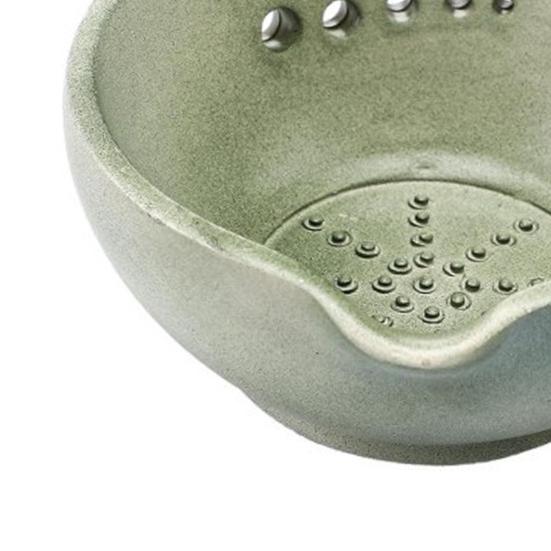 Herb Stripping Bowl Ceramic Herb Leaf Remover Garlic Grinding Bowl Multi-Use Kitchen Herb Stripper Tool for Mincing Garlic Ginger Grating